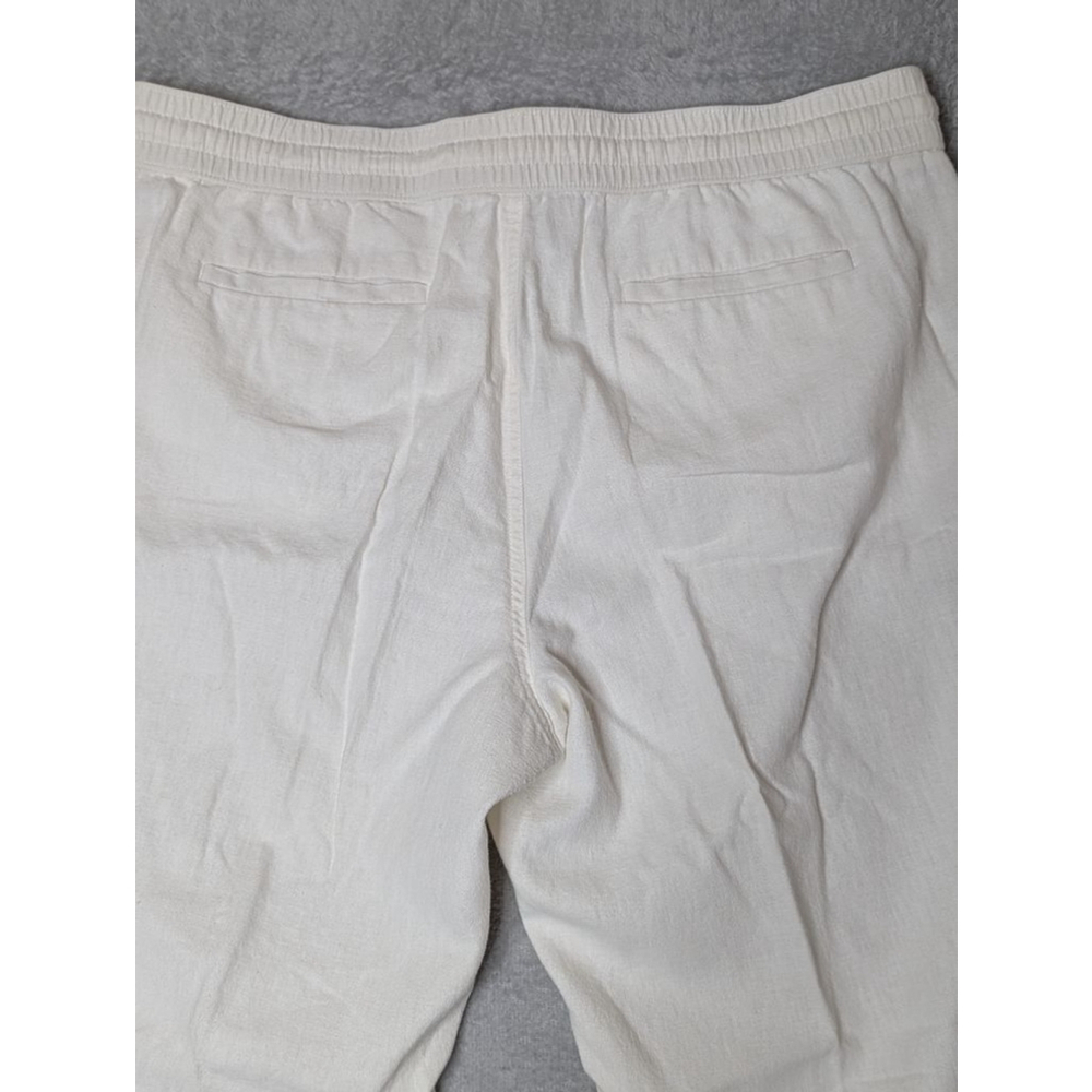 Ann Taylor Factory Pants Women's L White Linen Blend Drawstring Pants - Picture 3 of 7